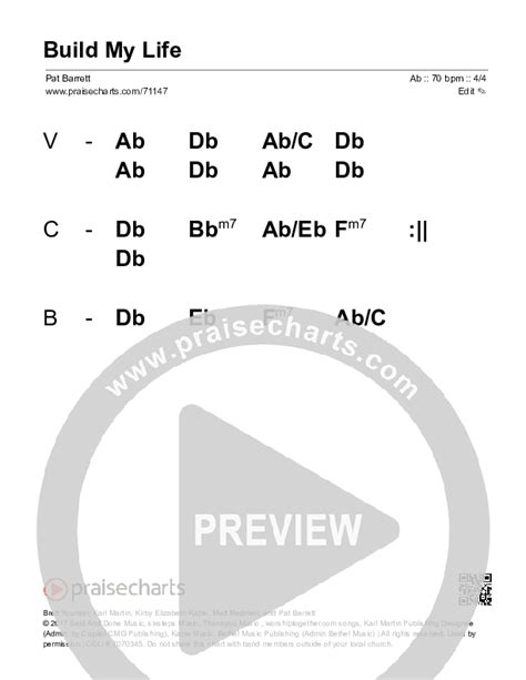 Build My Life Free Chords PDF (Pat Barrett) - PraiseCharts