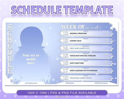 Stream Schedule Template for Twitch & Youtube Streaming / Winter Snow ...