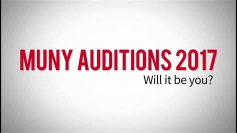 Auditions 2017 | The Muny - YouTube