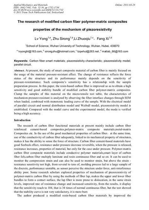 The Research of Modified Carbon Fiber Polymer-Matrix Composites ...