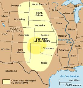 p.mc.n. ) States affected by the Dust Bowl. These black dust storms raged for 10 years. Texas ...