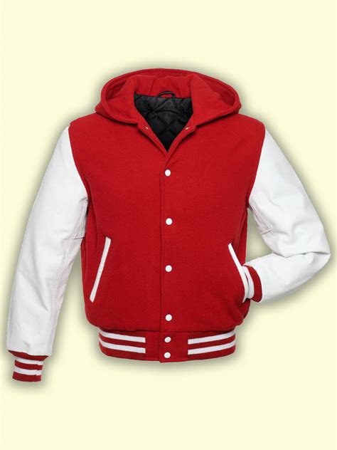 Red Hoodie Varsity Jacket - Men Jacket - MauveTree