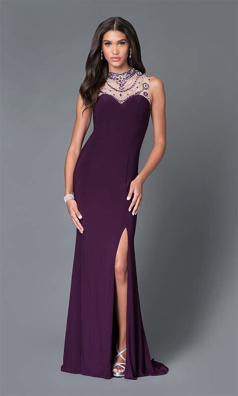 Illusion Sleeveless Sweetheart Beaded Long Prom Dress