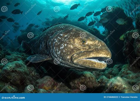 Underwater Photograph of Atlantic Goliath Groupers Swimming in Their Natural Habitat. Generative ...