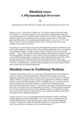 Brown rhodiola rosea | PDF