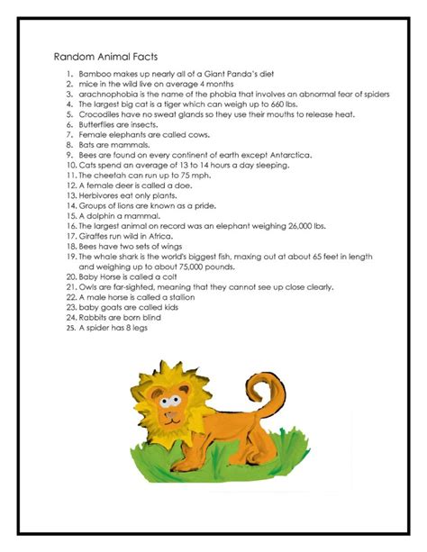 25 Random Animal Facts Printable – That After School Life