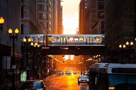 street, subway cars, chicago, evening light, us, city, US city of Chicago, 1080P HD Wallpaper