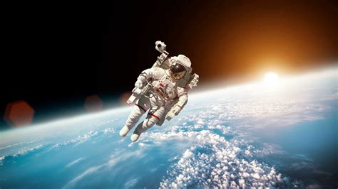 Astronaut In Outer Space Against Backdrop Of Stock Footage SBV ...