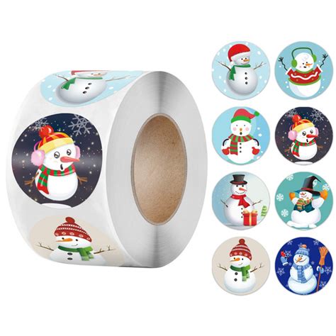 100pcs Round Merry Christmas Thank You Stickers 8 Designs Seal Labels for Envelope Cards Gift ...