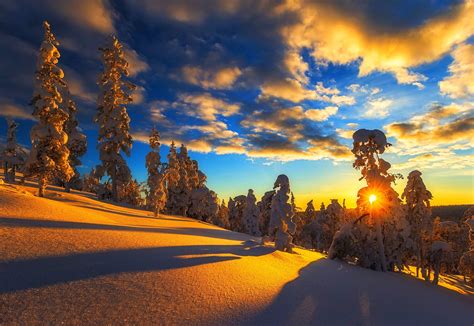 Sunset Winter Mountain Background