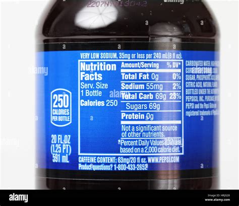 Nutrition Facts for Soda Pop Soft Drink Stock Photo - Alamy