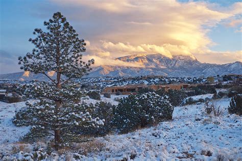 Sandia Mountains With Snow At Sunset Photograph by Mary Lee Dereske