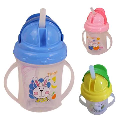 Baby Feeding Bottle Straw Cup Character Pattern Drinking Bottle Sippy Cups With Handles-in Cups ...