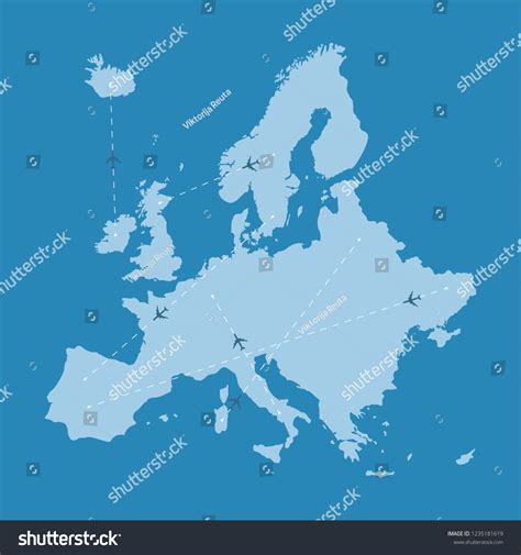 Airplanes Flying Over Europe Map European Stock Vector (Royalty Free ...