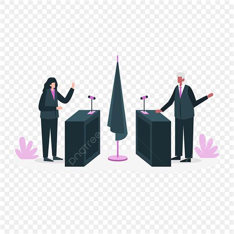 Political Debate Vector Hd Images, Conference Speech Speaking Concept Illustration Of Two People ...