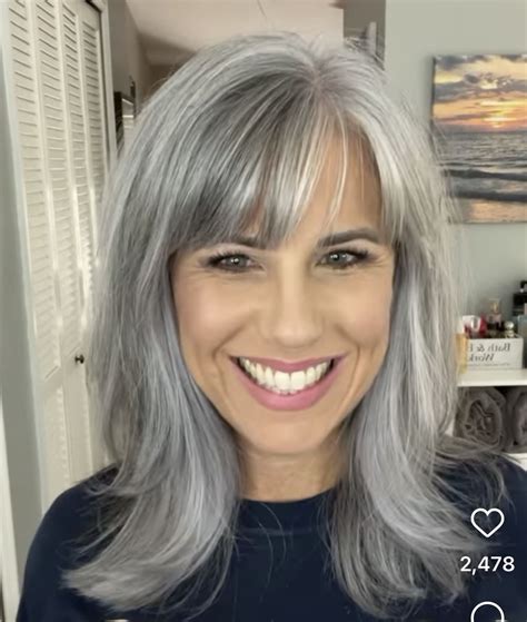 Grey hair with bangs – Artofit