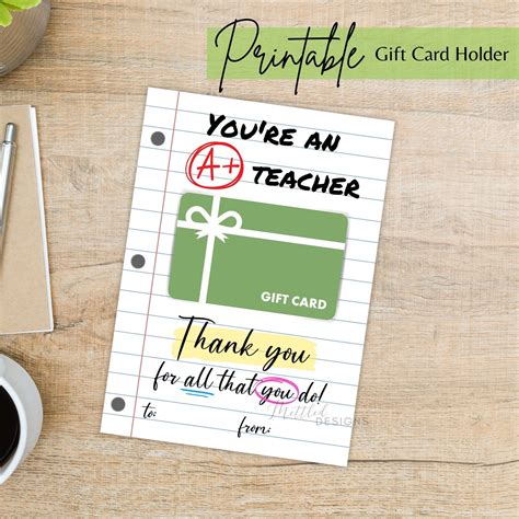 Teacher Gift Card, Thank You Teacher Gifts, Teacher Appreciation Gifts ...