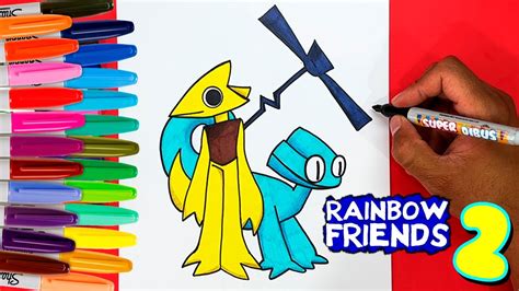 HOW TO DRAW RAINBOW FRIENDS 2 CYAN AND YELLOW MONSTERS (ROBLOX)