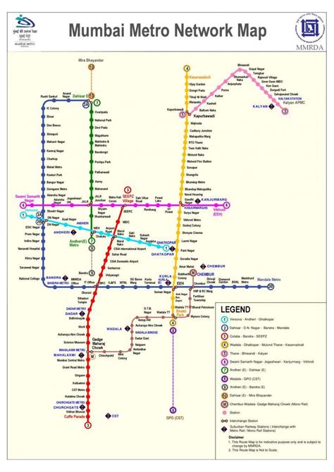 Map of Mumbai - Bombay metro: metro lines and metro stations of Mumbai - Bombay