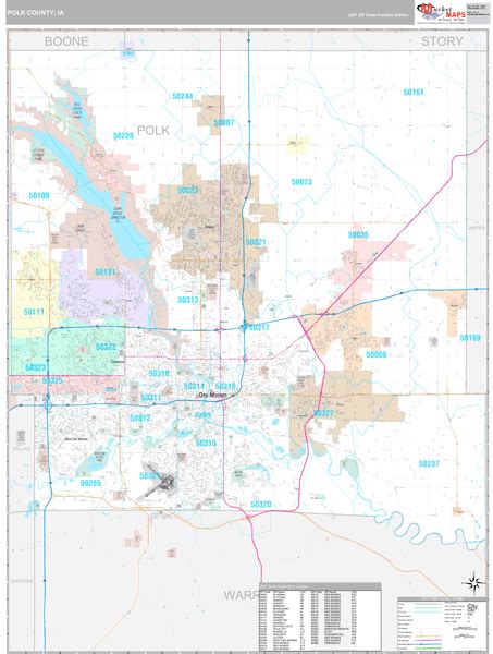 Polk County, IA Wall Map Premium Style by MarketMAPS