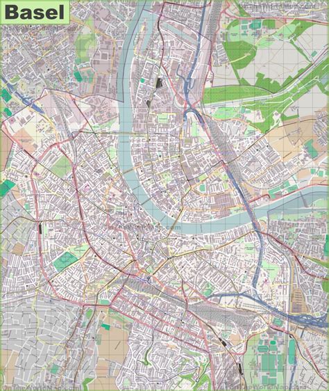 Large detailed map of Basel