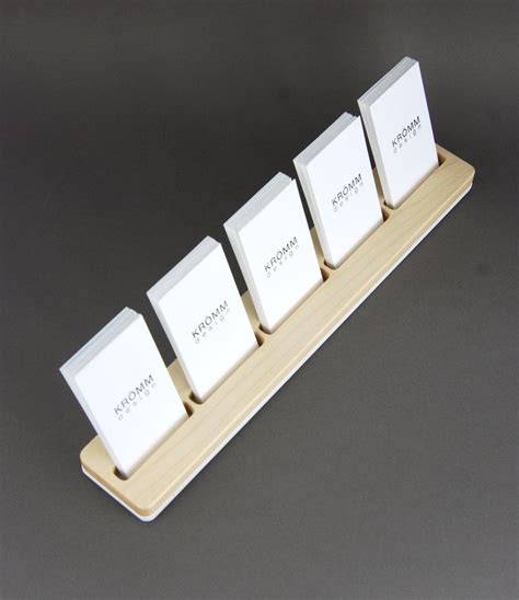 Multiple Business Card Stand / 5-Card Maple Wood Display / Maple and White Acrylic Card Holder