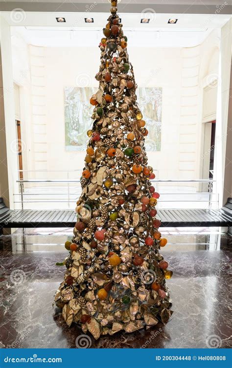 Christmas Tree in Luxury Palacio Duhau, Park Hyatt Hotel, Buenos Aires, Argentina. Stock Photo ...