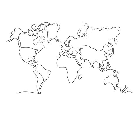 world map, hand-drawn, continuous monoline, drawing in one line 20513201 Vector Art at Vecteezy