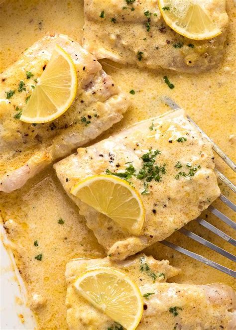 Baked Fish with Lemon Cream Sauce | RecipeTin Eats