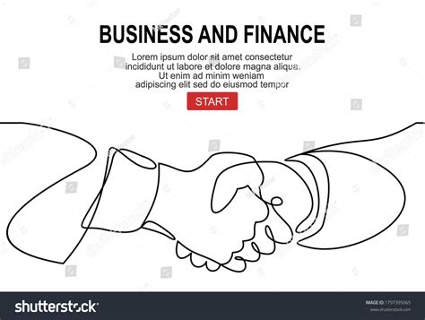 Handshake Continuous Line Vector Drawing Business Stock Vector (Royalty ...