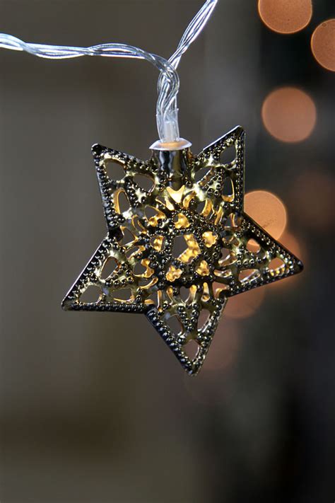 Battery Operated Silver Metal Star String Lights - 10 Warm White LED ...