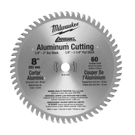 Milwaukee 8 in. x 60 Tooth Aluminum Metal Cut Circular Saw Blade-48-40-4530 - The Home Depot