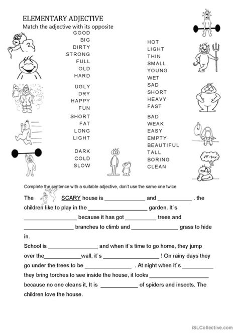 Elementary Adjectives: English ESL worksheets pdf & doc