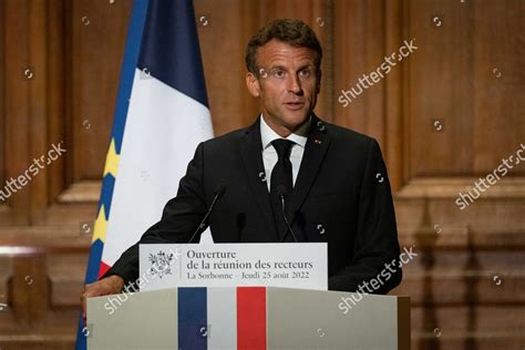 President Emmanuel Macron Delivers Speech Sorbonne Editorial Stock ...