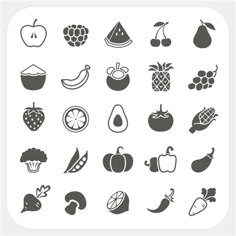 Fruits and Vegetables Icons with frame background 13129429 Vector Art at Vecteezy