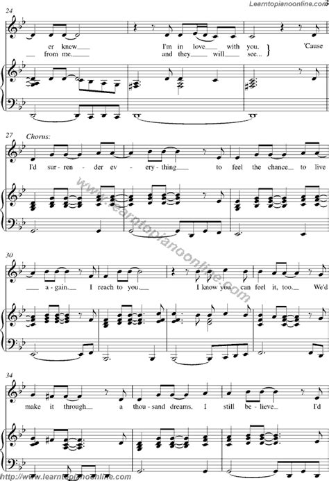 Celine Dion - I Surrender(3) Free Piano Sheet Music | Learn How To Play ...