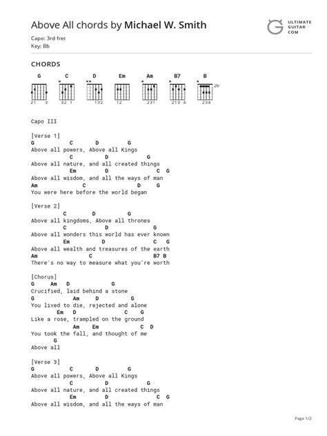 Above All Chords by Michael W. Smithtabs at Ultimate Guitar Archive ...