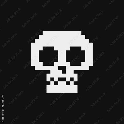 Human skull pixel art icon, isolated on white background vector ...