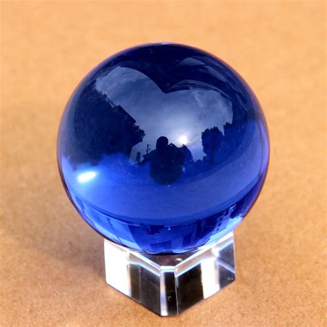 150mm Big Dark Blue Crystal Shinning Glass Fengshui Ball Crystal Sphere With Wooden Removed Base ...