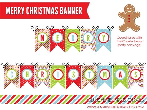 10 Festive Merry Christmas Banner Printables - Kitty Baby Love