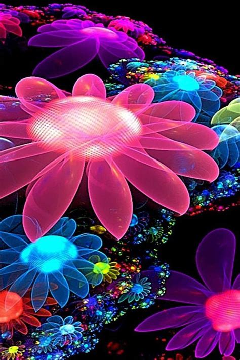 3d Neon Flowers Wallpaper Iphone Resolution - Colorful Background Flower Design - 640x960 ...