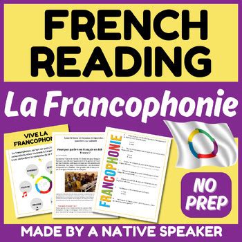 French READING activity + questions on LA FRANCOPHONIE / Lecture ...