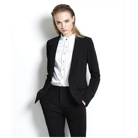 Black Womens Business Suits Office Uniform Designs Women Trouser Suit ...