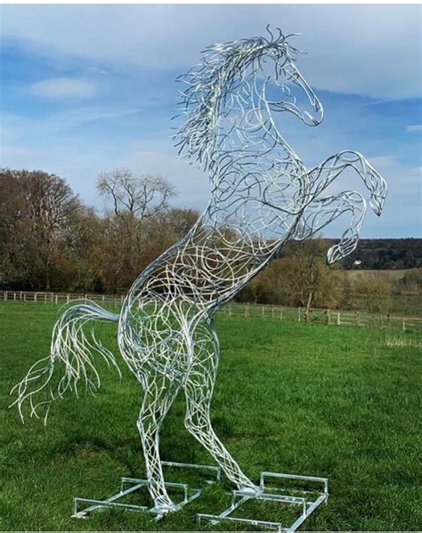 Large Handmade Metal Rearing Horse Garden Animal Sculpture Garden Yard ...