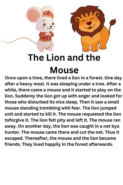 English story to improve your level (The lion and the mouse) in 2024