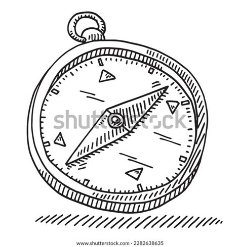 Handdrawn Vector Drawing Navigation Compass Showing Stock Vector ...