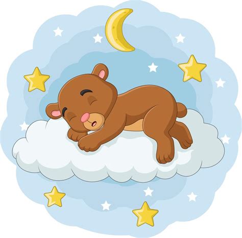 Cartoon baby bear sleeping on the clouds 5162440 Vector Art at Vecteezy