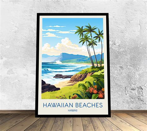 Hawaiian Beaches Travel Poster Hawaiian Beaches Print Hawaii - Etsy