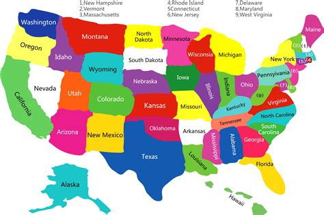 50 States of America | List of States in the US | Paper Worksheets Calendar Templates Letter ...