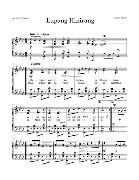 Lupang Hinirang Piano Notes